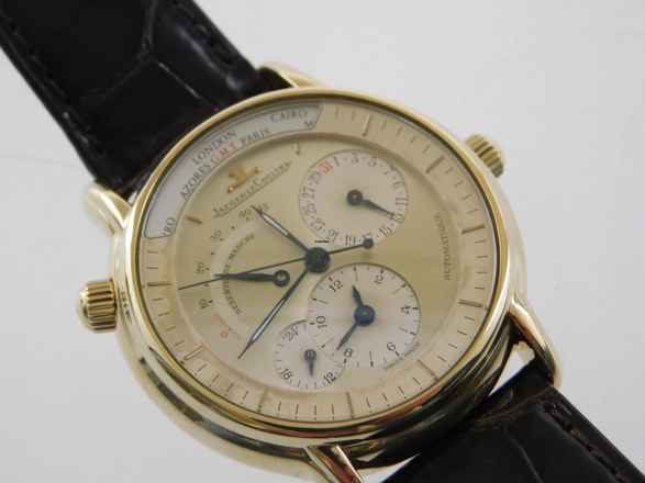  Jaeger-LeCoultre Master Geographic Herrenuhr GMT Gangreserve im Original Zustand Seltene große Herrenuhr 38mm original Band und Schließe 