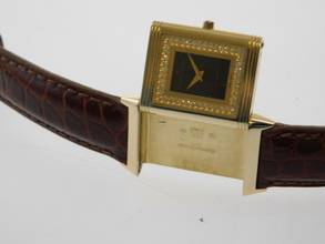 Thumbnail von Jaeger-LeCoultre Reverso Classique Classic mit Onyx Pavee Diamonds Dial. Massiv 18K Gelbgold seltenes Onyx Pavee Diamant Zifferblatt