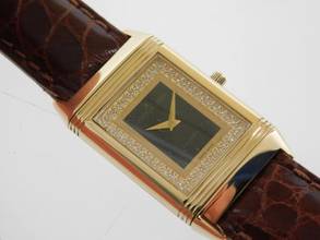 Thumbnail von Jaeger-LeCoultre Reverso Classique Classic mit Onyx Pavee Diamonds Dial. Massiv 18K Gelbgold seltenes Onyx Pavee Diamant Zifferblatt