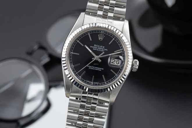  Rolex Datejust 36 Stahl / Weissgold Automatik Herrenuhr Ref. 16014 Klassiker B&P 