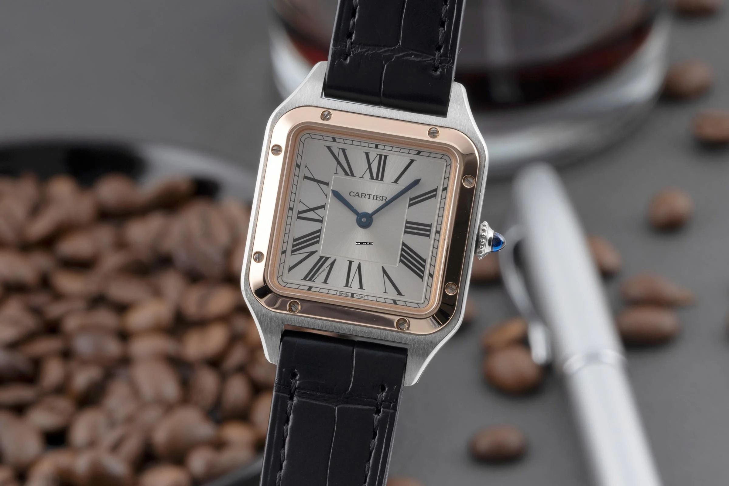  Cartier Santos Dumont Stahl / Gold Quarz Damenuhr Ref. W2SA0012 B&P 2019 