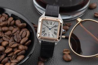 Thumbnail von Cartier Santos Dumont Stahl / Gold Quarz Damenuhr Ref. W2SA0012 B&P 2019