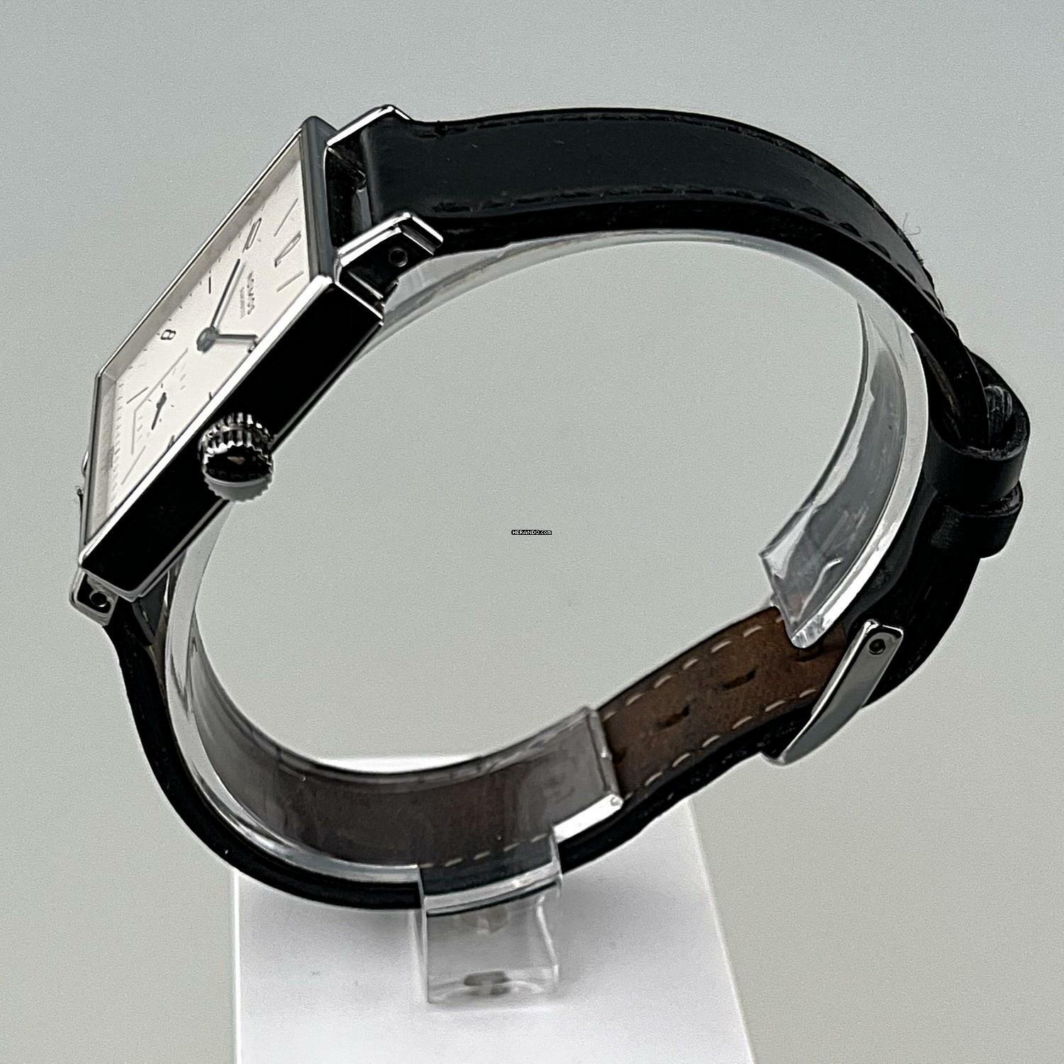 Thumbnail von NOMOS Tetra Glashütte Tetra Ref. 406 mit Stahlgehäuse Lederband plus Original Nomos Lederband (neu) Handaufzug Zifferblatt creme-weiß Original Box
