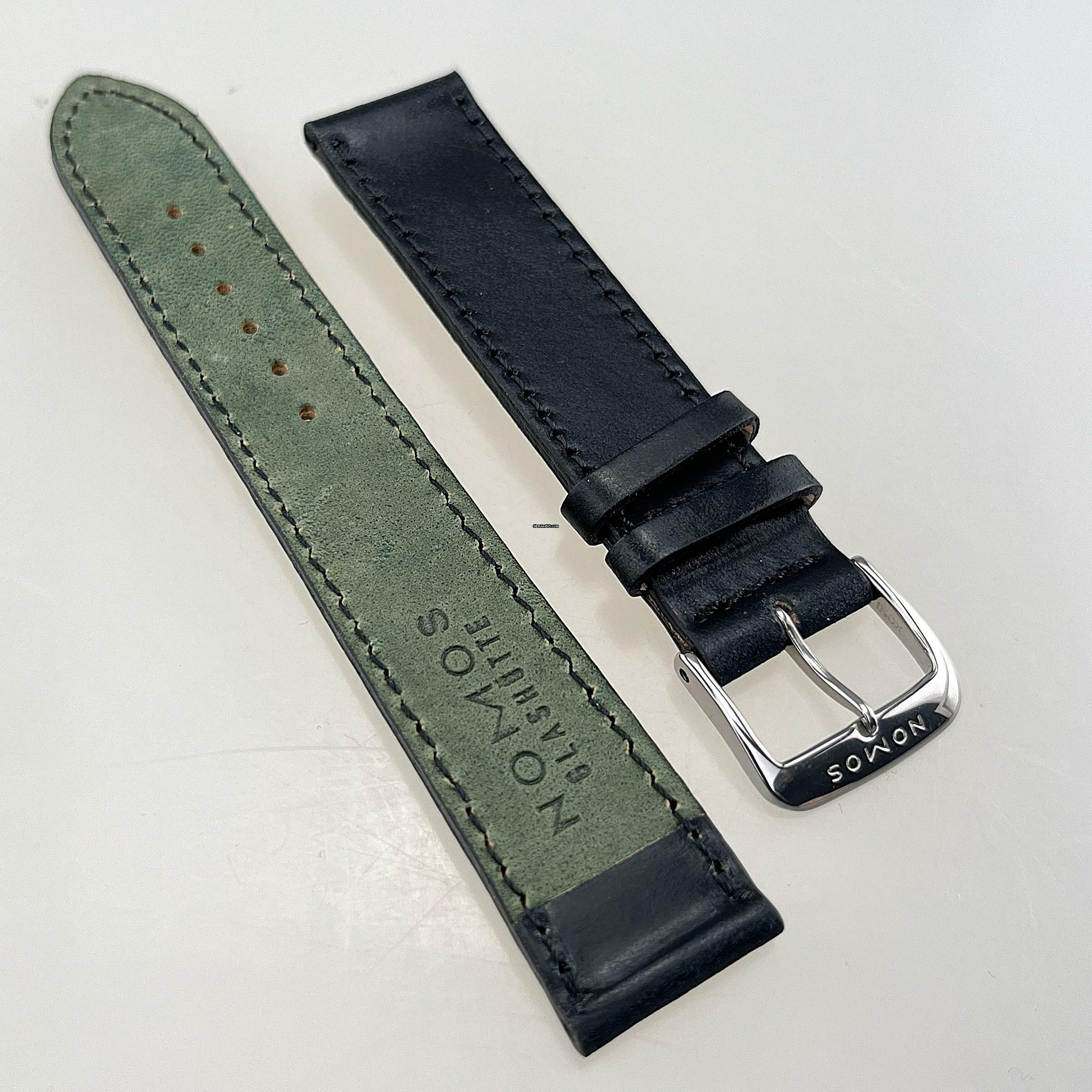 Thumbnail von NOMOS Tetra Glashütte Tetra Ref. 406 mit Stahlgehäuse Lederband plus Original Nomos Lederband (neu) Handaufzug Zifferblatt creme-weiß Original Box