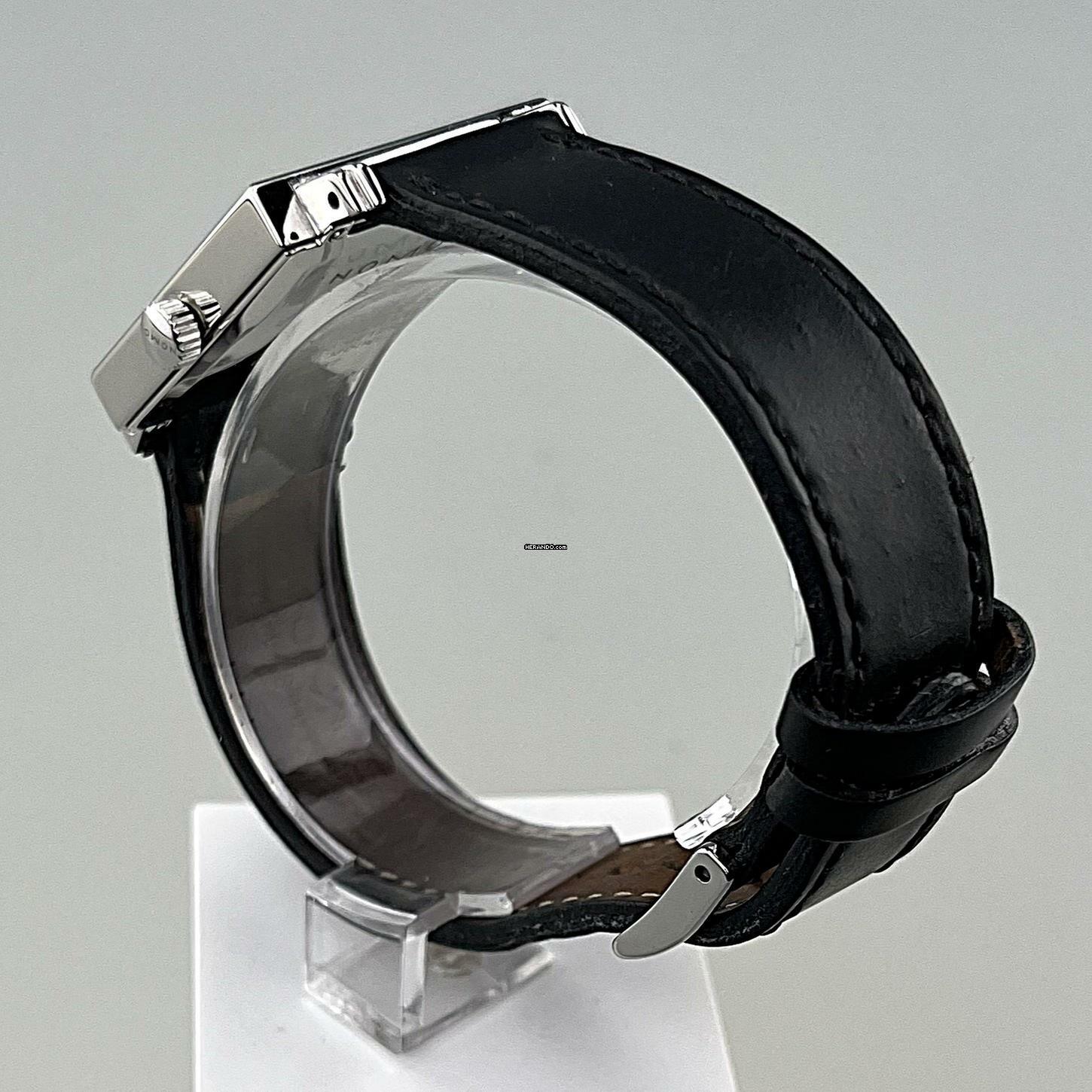 Thumbnail von NOMOS Tetra Glashütte Tetra Ref. 406 mit Stahlgehäuse Lederband plus Original Nomos Lederband (neu) Handaufzug Zifferblatt creme-weiß Original Box