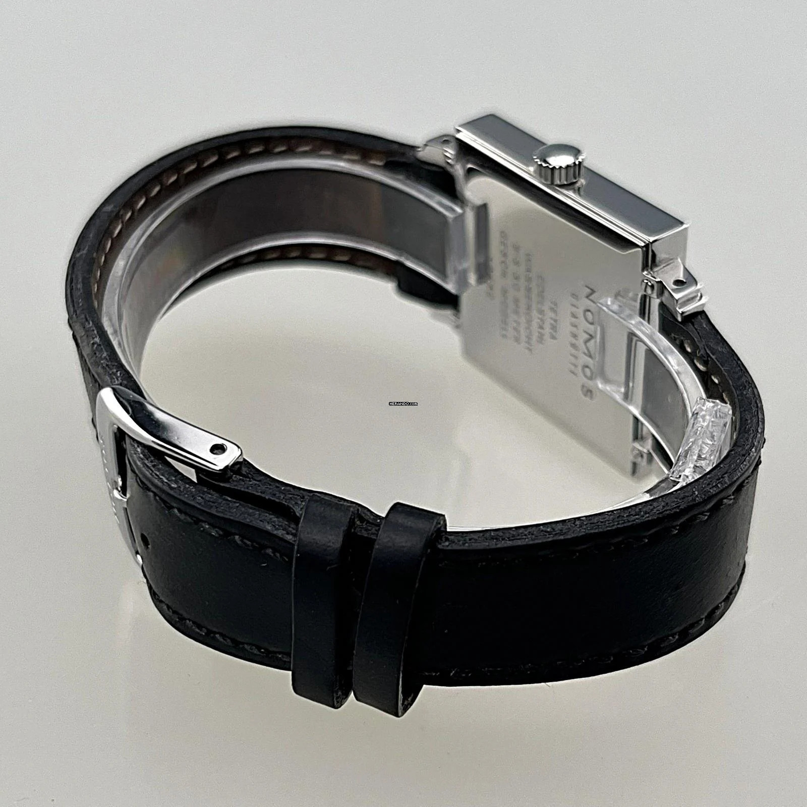 Thumbnail von NOMOS Tetra Glashütte Tetra Ref. 406 mit Stahlgehäuse Lederband plus Original Nomos Lederband (neu) Handaufzug Zifferblatt creme-weiß Original Box