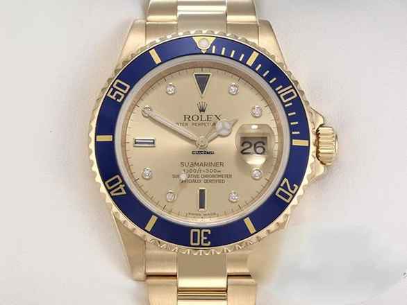  Rolex Submariner Date 16618 2007 Sultan Gelbgold 750 Automatik Diamanten Saphir 18kt Yellow Gold Oyster-band Chronometer 