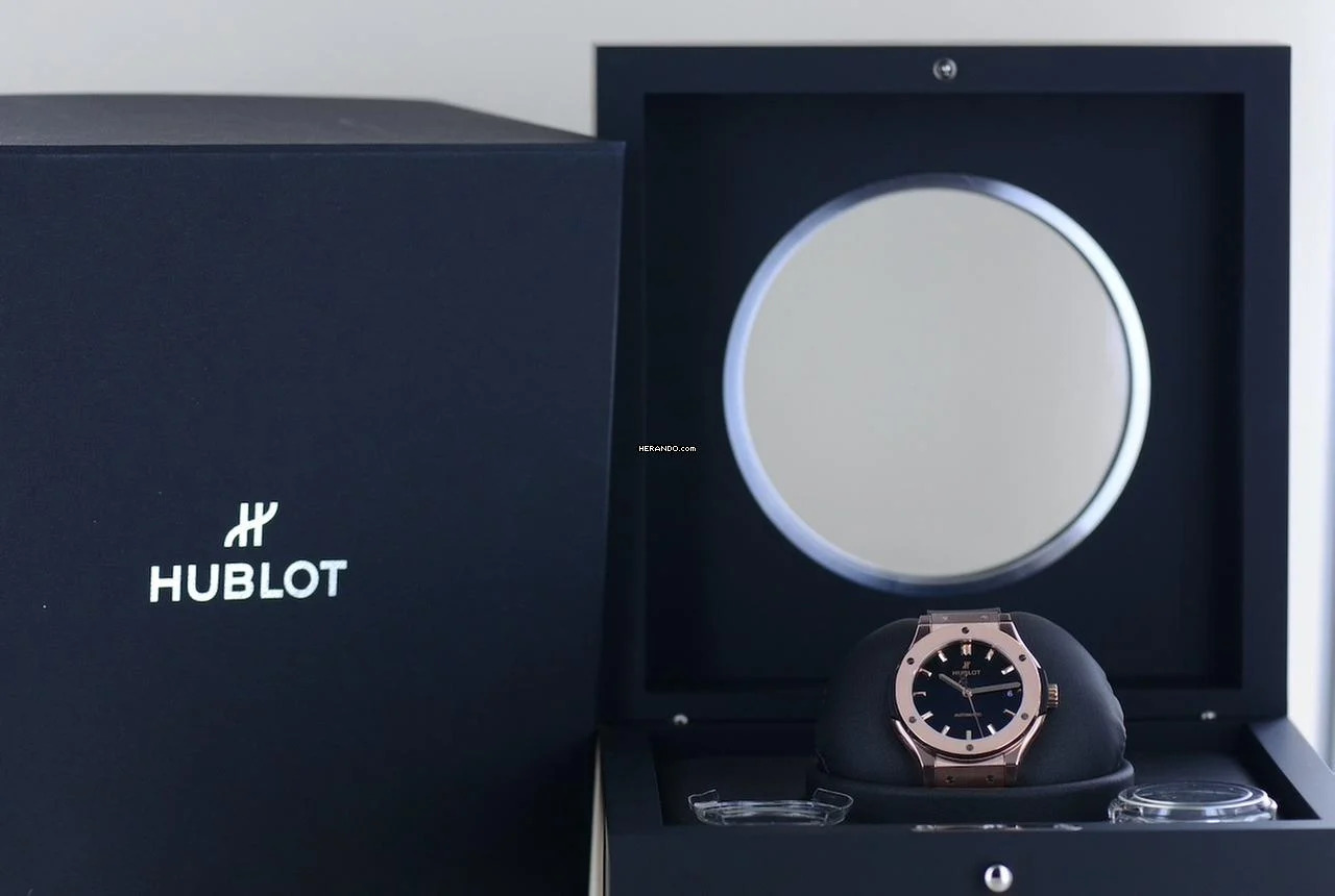 Thumbnail von Hublot Classic Fusion 18K Roségold King Gold Automatic black dial 38mm B+P