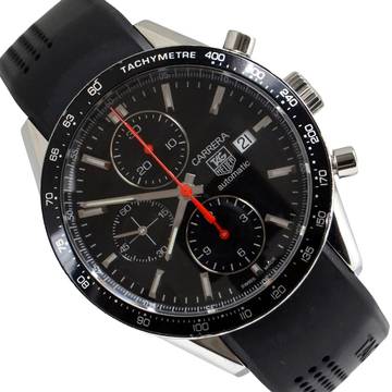  TAG Heuer Carrera Calibre 16 chronograph CV2014 black dial Rubber strap 