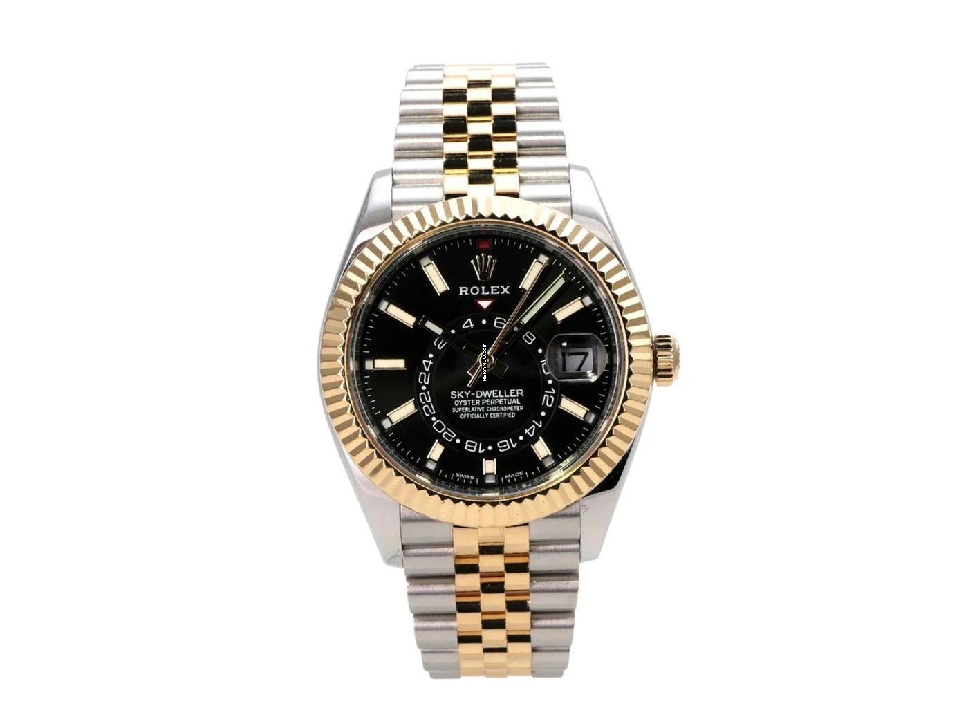  Rolex Sky-Dweller Edelstahl / Gelbgold Ref. 326933 Jubile-Band Schwarz 