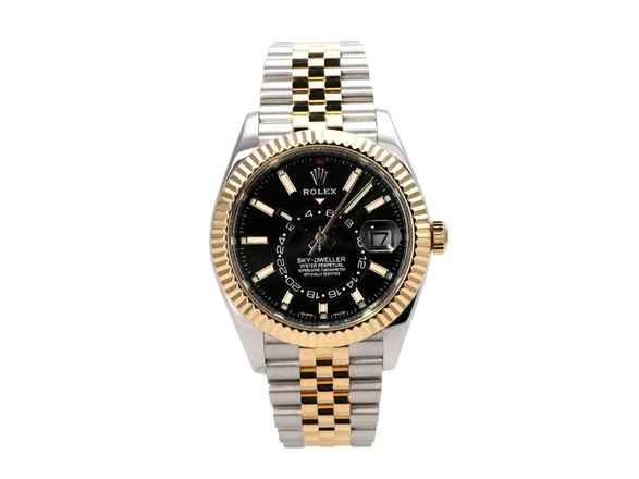  Rolex Sky-Dweller Edelstahl / Gelbgold Ref. 326933 Jubile-Band Schwarz 