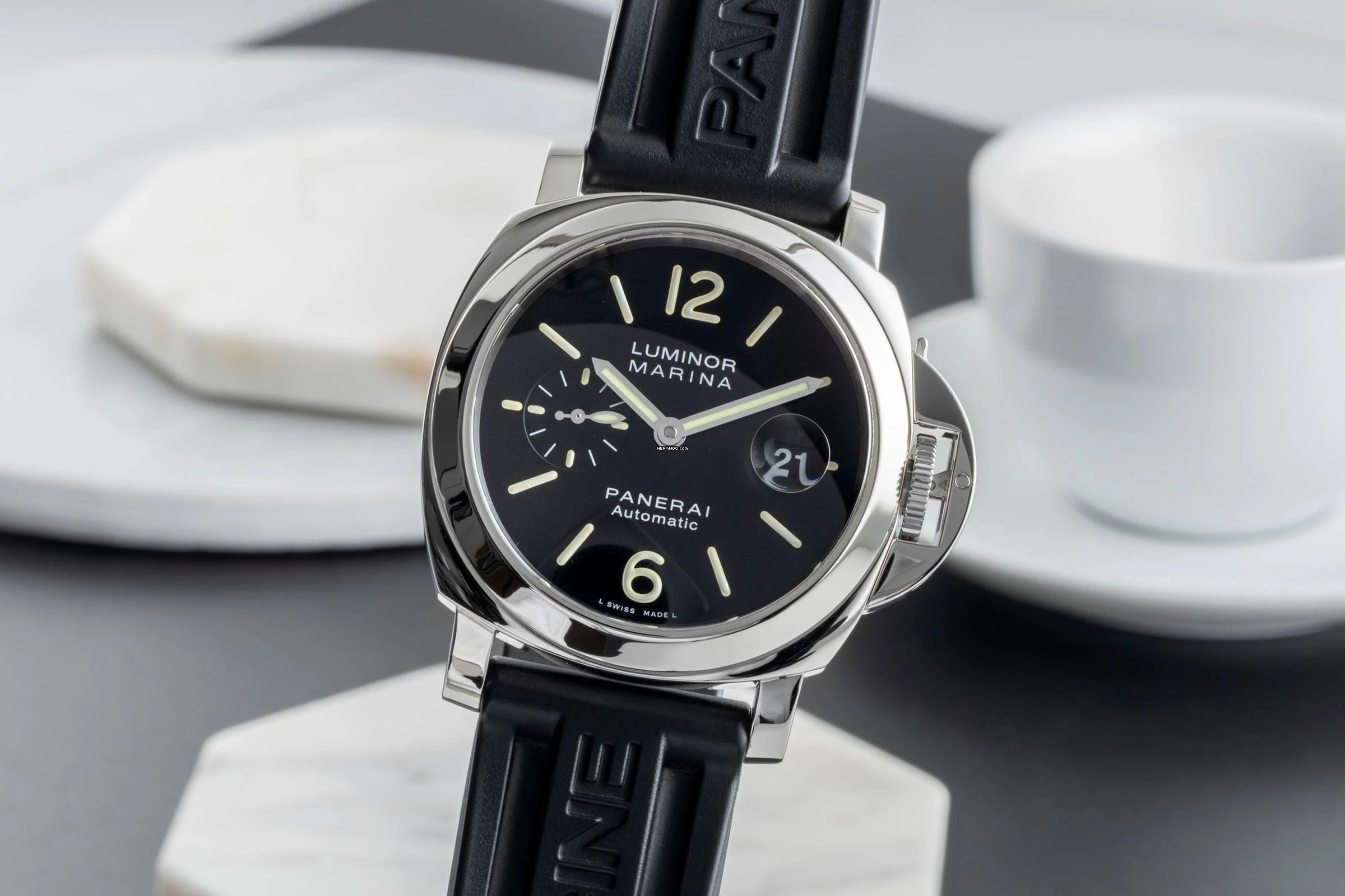  Panerai Luminor Marina Automatic Datum Edelstahl Herrenuhr Ref. PAM00104 B&P 