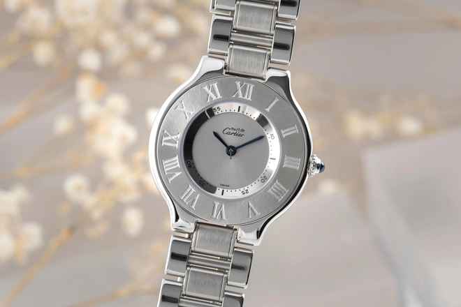  Cartier 21 Must de Cartier Edelstahl Damenuhr Saphirglas Ref. W10110T2 Klassiker 