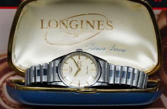 Thumbnail von Longines SILVER ARROW WITH RARE ORIGINAL BOX AND BRACELET 9104 VINTAGE