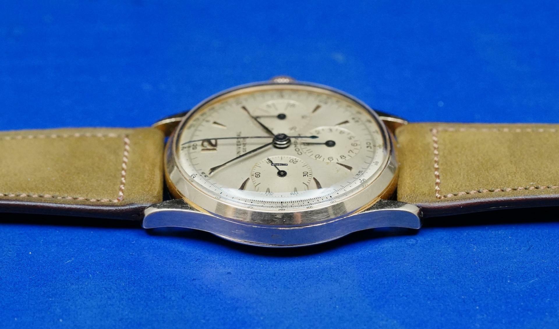 Thumbnail von Universal Genève Compax 18K PINK GOLD 1950'S COMPAX CHRONOGRAPH RARE VINTAGE