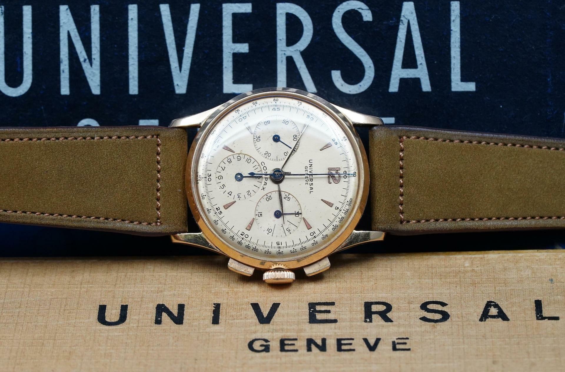 Thumbnail von Universal Genève Compax 18K PINK GOLD 1950'S COMPAX CHRONOGRAPH RARE VINTAGE