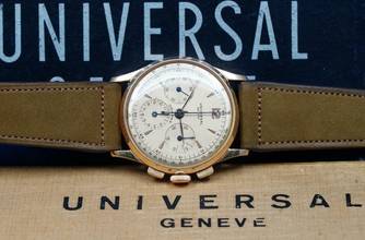 Thumbnail von Universal Genève Compax 18K PINK GOLD 1950'S COMPAX CHRONOGRAPH RARE VINTAGE