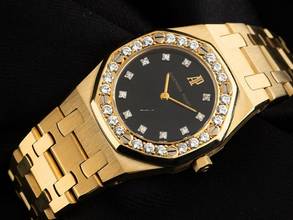 Thumbnail von Audemars Piguet Royal Oak Lady 18kt Gelbgold Diamanten Ref.6008BA 1988 Full Set wie Neu Vintage Royal Oak 18kt Gelbgold Diamanten 105g