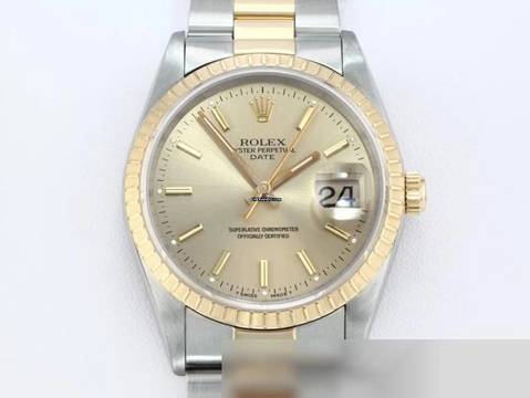  Rolex Oyster Perpetual Date 34 Mm Edelstahl Gelbgold 750 15223 1997 Automatik Gold Medium 