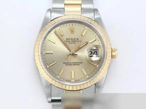 Thumbnail von Rolex Oyster Perpetual Date 34 Mm Edelstahl Gelbgold 750 15223 1997 Automatik Gold Medium