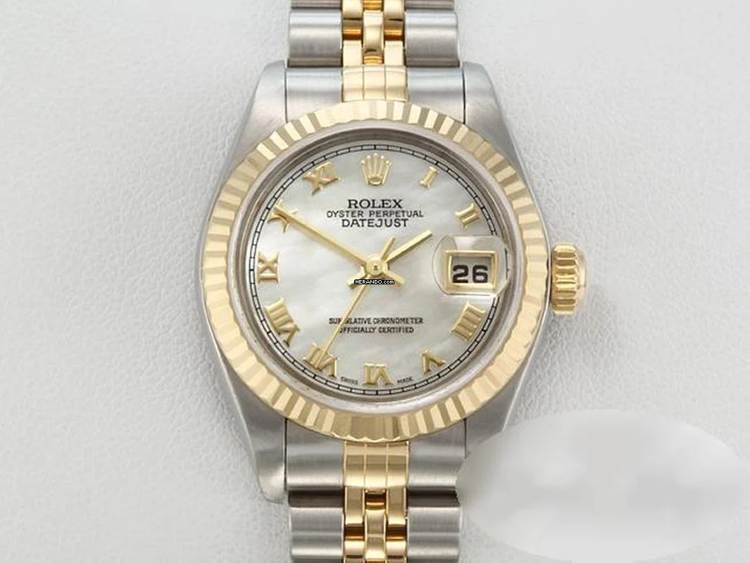 Rolex Lady-Datejust Edelstahl Gelbgold 750 Perlmutt Automatik Gold Stahl Damen Stainless Steel 18kt Yellow Gold Jubilé-band Chronometer Oyster