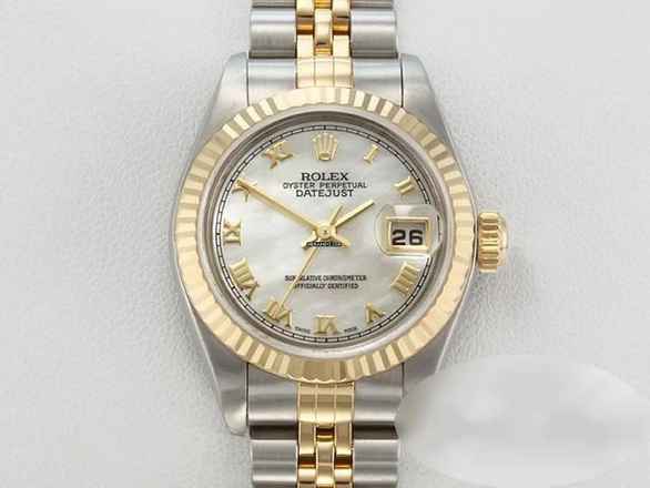  Rolex Lady-Datejust Edelstahl Gelbgold 750 Perlmutt Automatik Gold Stahl Damen Stainless Steel 18kt Yellow Gold Jubilé-band Chronometer Oyster 