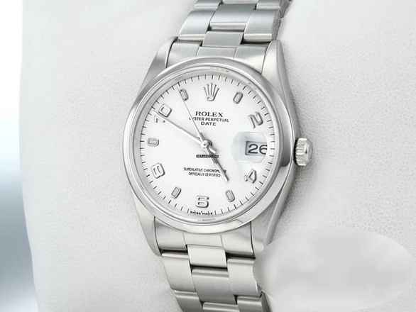  Rolex Oyster Perpetual Date 34mm Edelstahl 15200 2003 Damen Herren Stahl Stainless Steel Oyster-band Chronometer White Dial 