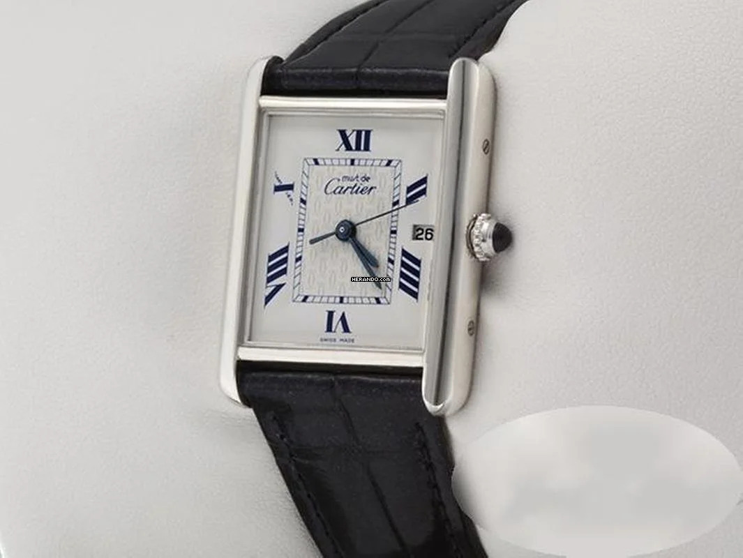 Cartier Tank Must Großes Modell 2002 Silber 925 Lederband W1014154 Damen Herren