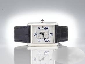 Thumbnail von Cartier Tank Must Großes Modell 2002 Silber 925 Lederband W1014154 Damen Herren