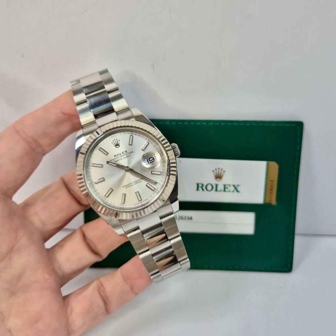 Rolex Datejust 41 41mm Ouro Branco & Aço Silver Dial Automático Completo