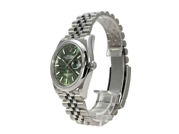 Rolex Datejust 36 Oystersteel Ref. 126200 Olivgrün Palmenmuster Jubile-Band 
