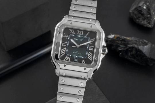  Cartier Santos Stahl Green Dial Automatik Herren Ref WSSA0062 Box & Papiere 2023 