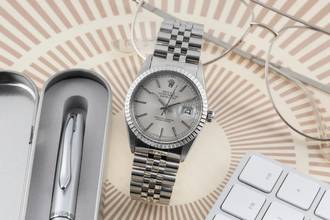 Thumbnail von Rolex Datejust 36 Silver Tapestry Dial Edelstahl Automatik Herrenuhr Ref. 16030