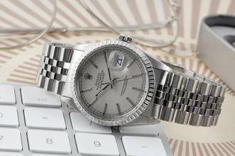 Thumbnail von Rolex Datejust 36 Silver Tapestry Dial Edelstahl Automatik Herrenuhr Ref. 16030