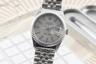 Thumbnail von Rolex Datejust 36 Silver Tapestry Dial Edelstahl Automatik Herrenuhr Ref. 16030
