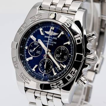 Breitling Chronomat 44 Blue Steel – AB0110 – like NEW – 06/2018 Full Set 