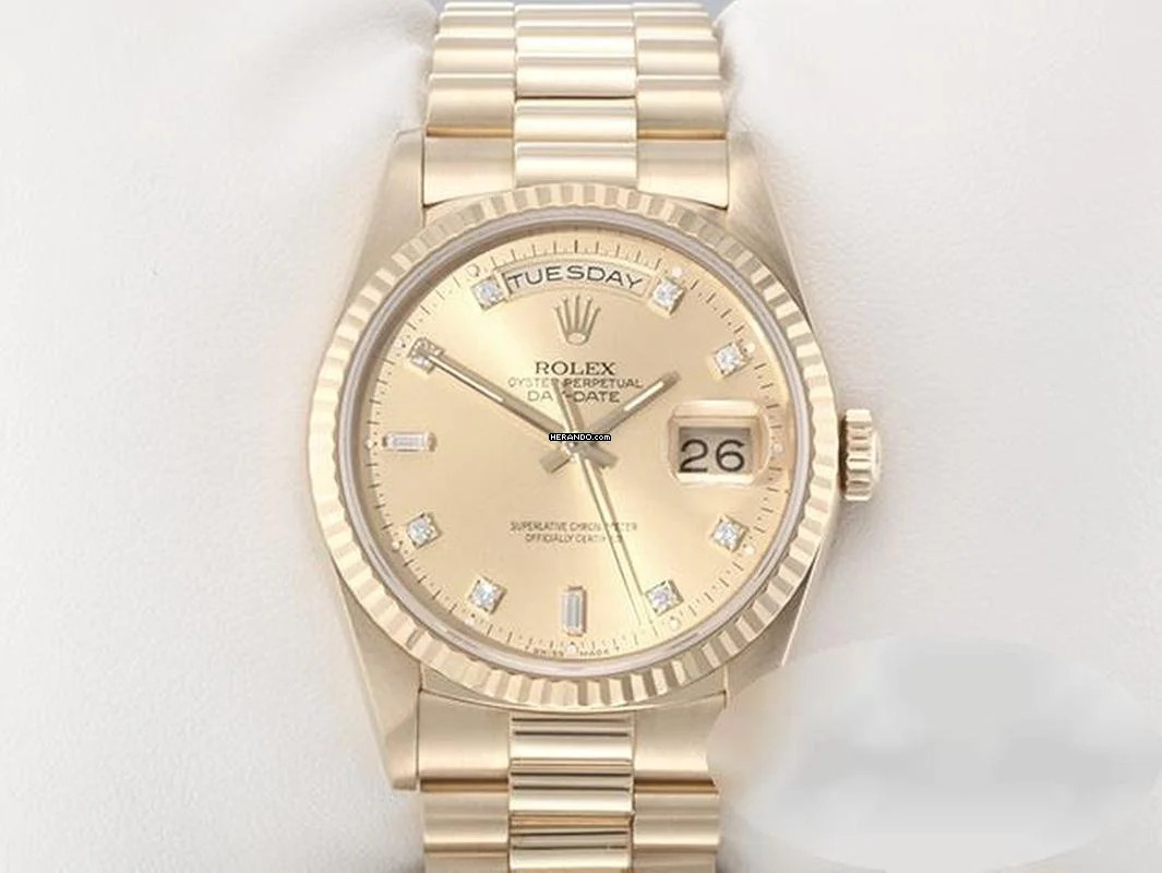  Rolex Day-Date 36 36mm 18238 1991 Lc100 Gelbgold 750 Diamanten Automatik Gold 
