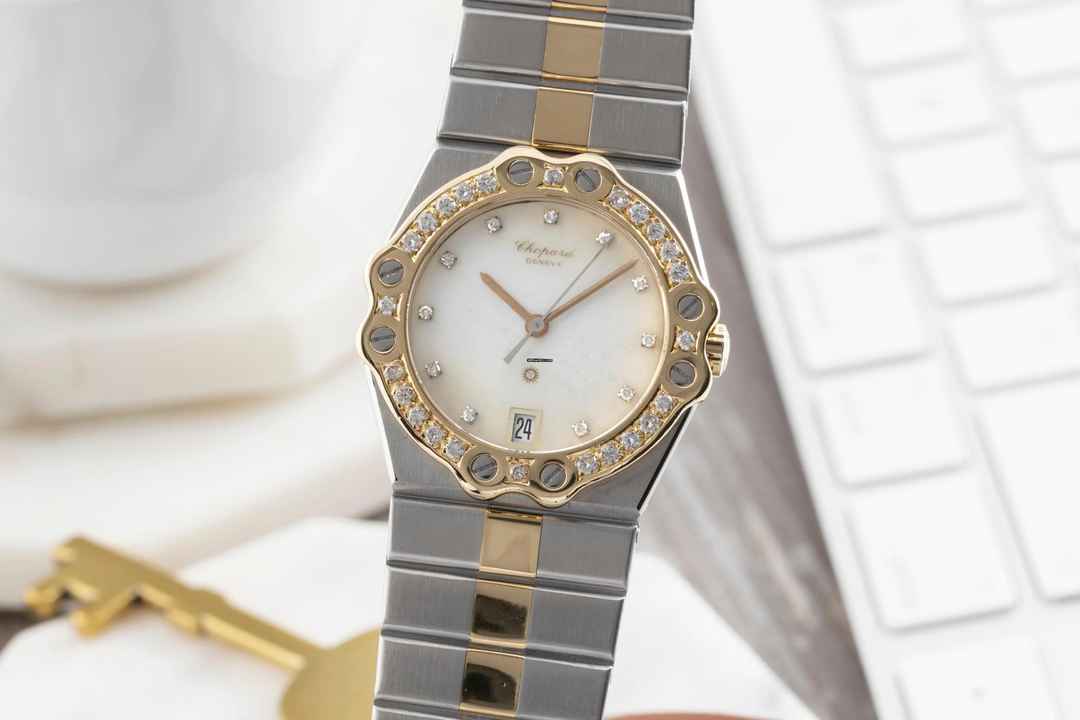  Chopard St. Moritz Stahl / Gold MOP Diamanten Medium Size Ref. 8023 B&P 1985 Klassiker 