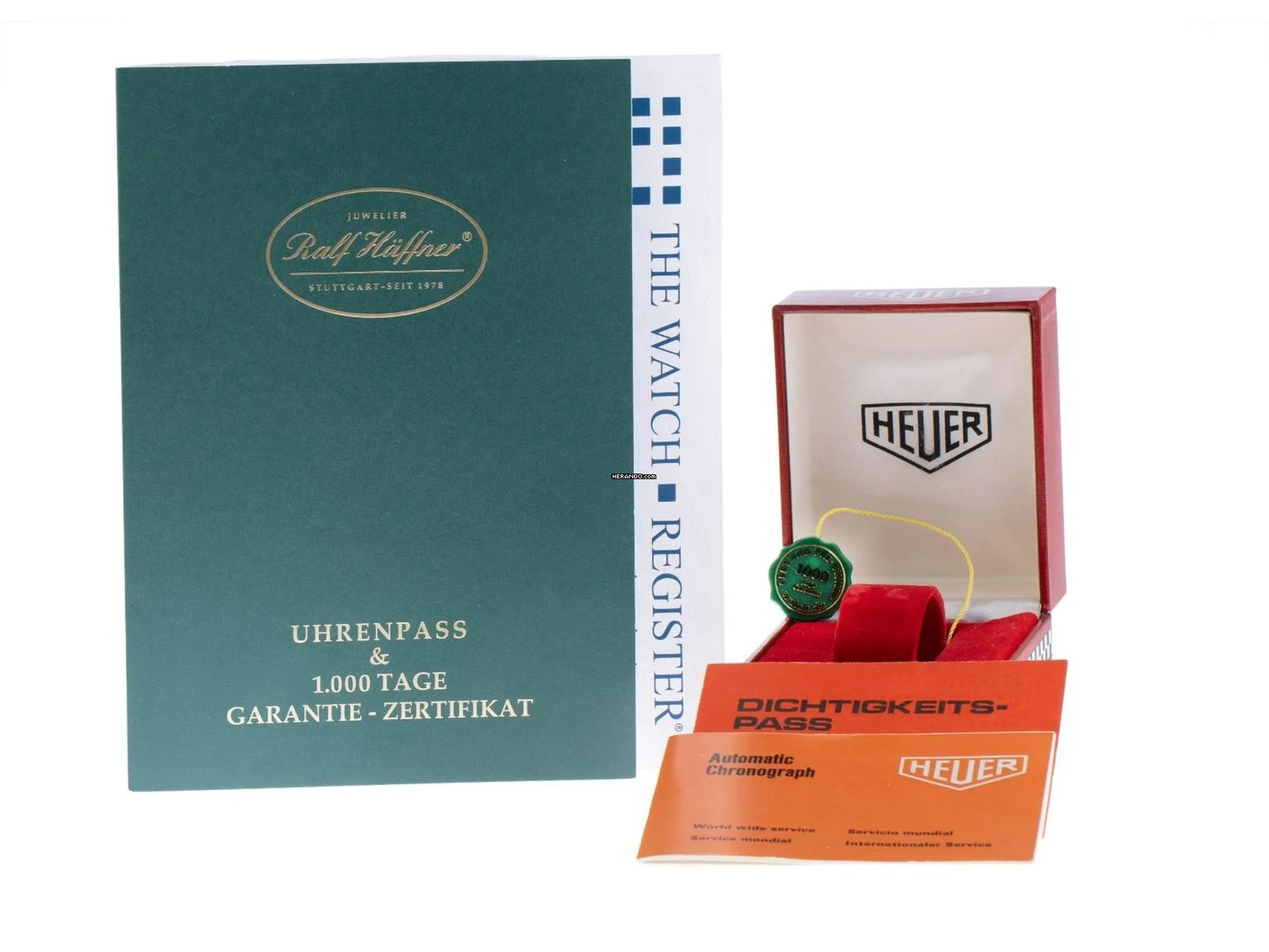  Heuer Autavia Chronograph Ref.1163 1978 Full Set Original unpoliert Autavia Chronograph Ridged Markers 