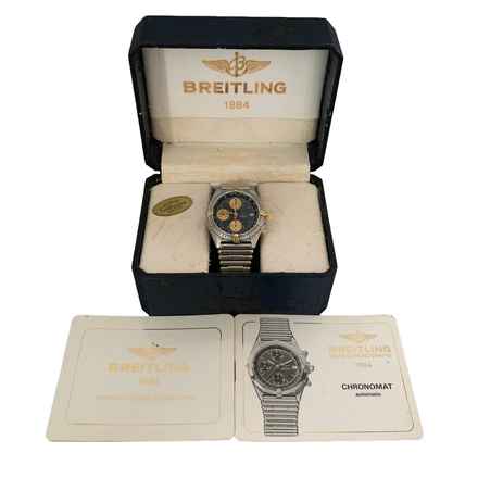  Breitling Chronomat 81950 chronograph matte black dial steel Full Set Full Set 