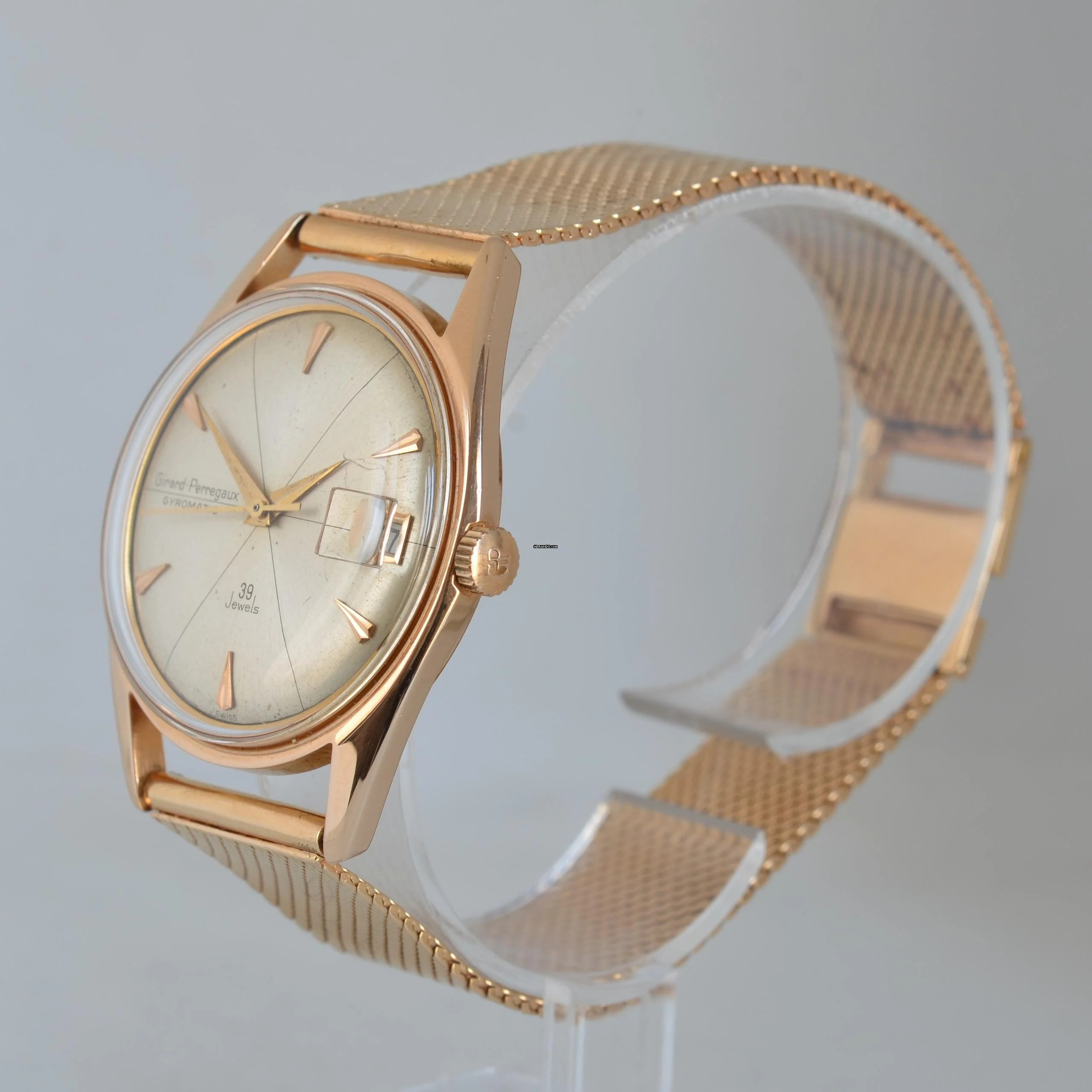 Thumbnail von Girard Perregaux Gyromatic 39 Jewels FireStone Date 34MM rose gold 18KT Automatic 1970