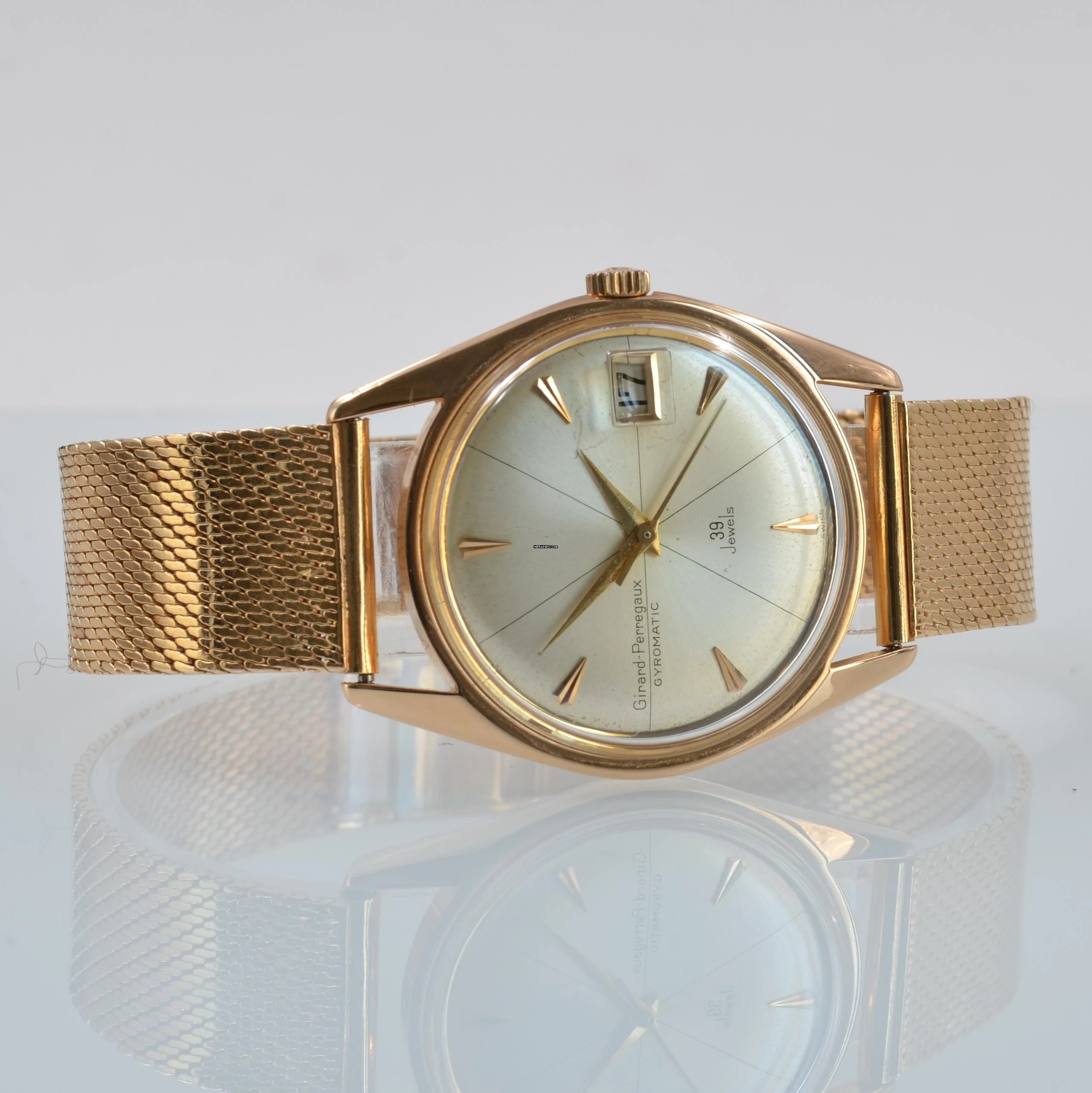 Thumbnail von Girard Perregaux Gyromatic 39 Jewels FireStone Date 34MM rose gold 18KT Automatic 1970