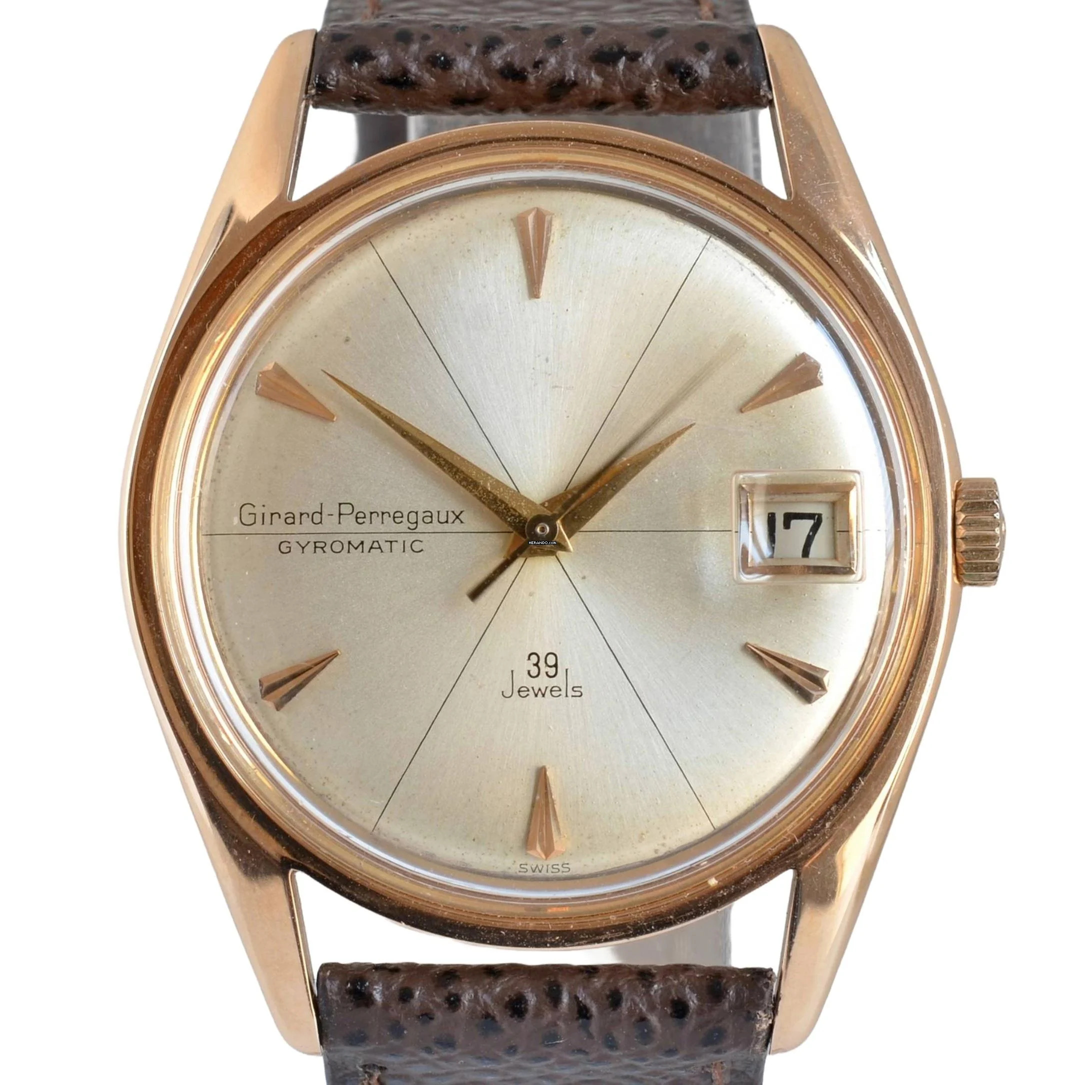 Thumbnail von Girard Perregaux Gyromatic 39 Jewels FireStone Date 34MM rose gold 18KT Automatic 1970