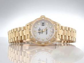 Thumbnail von Rolex Lady-Datejust 26mm Gelbgold 750 2000 Diamanten Automatik 18kt Yellow Gold Damen President-band Chronometer Oyster White Dial