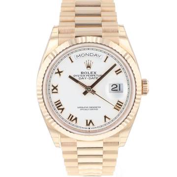  Rolex Day-Date 36 36mm Everose Gold White Roman Dial NEW 