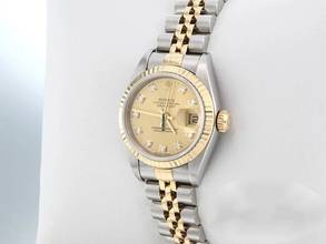 Thumbnail von Rolex Lady-Datejust Edelstahl Gelbgold 750 Diamanten 1996 Automatik Gold