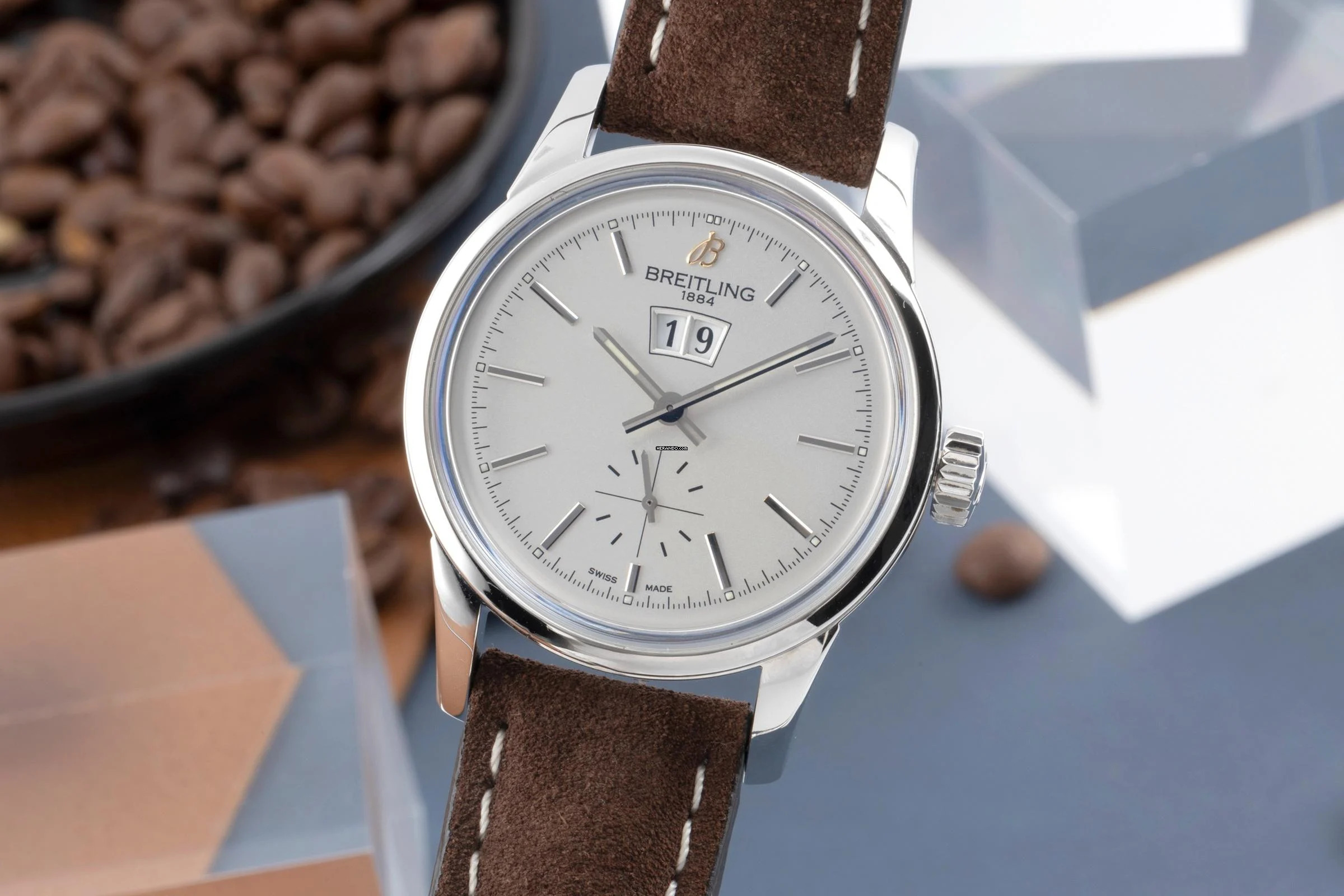 Breitling Transocean 38 Edelstahl Automatik Herrenuhr Ref. A1631012/G781 B&P