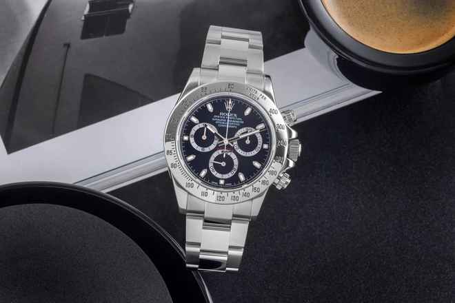  Rolex Daytona Black Dial Chronograph Stahl Automatik Herrenuhr Ref. 116520 B&P 