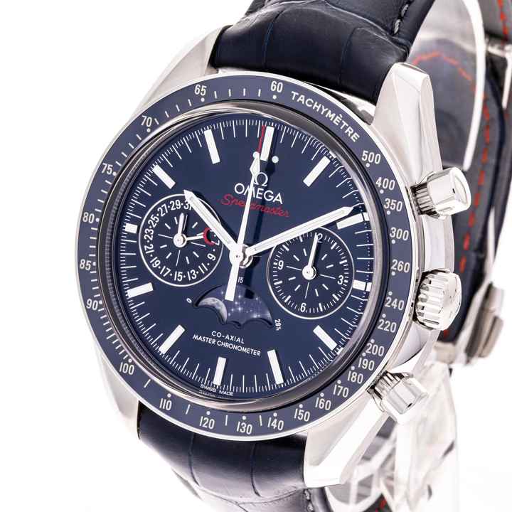  Omega Speedmaster Moonphase Blue 44 – 304.33.44.52.03.001 – like NEW – 10/2024 Full Set 