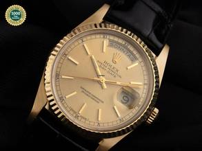 Thumbnail von Rolex Day-Date 36 Ref.18238 1991 Full Set sehr gut Vintage Day-Date 18kt Gelbgold Krokoleder